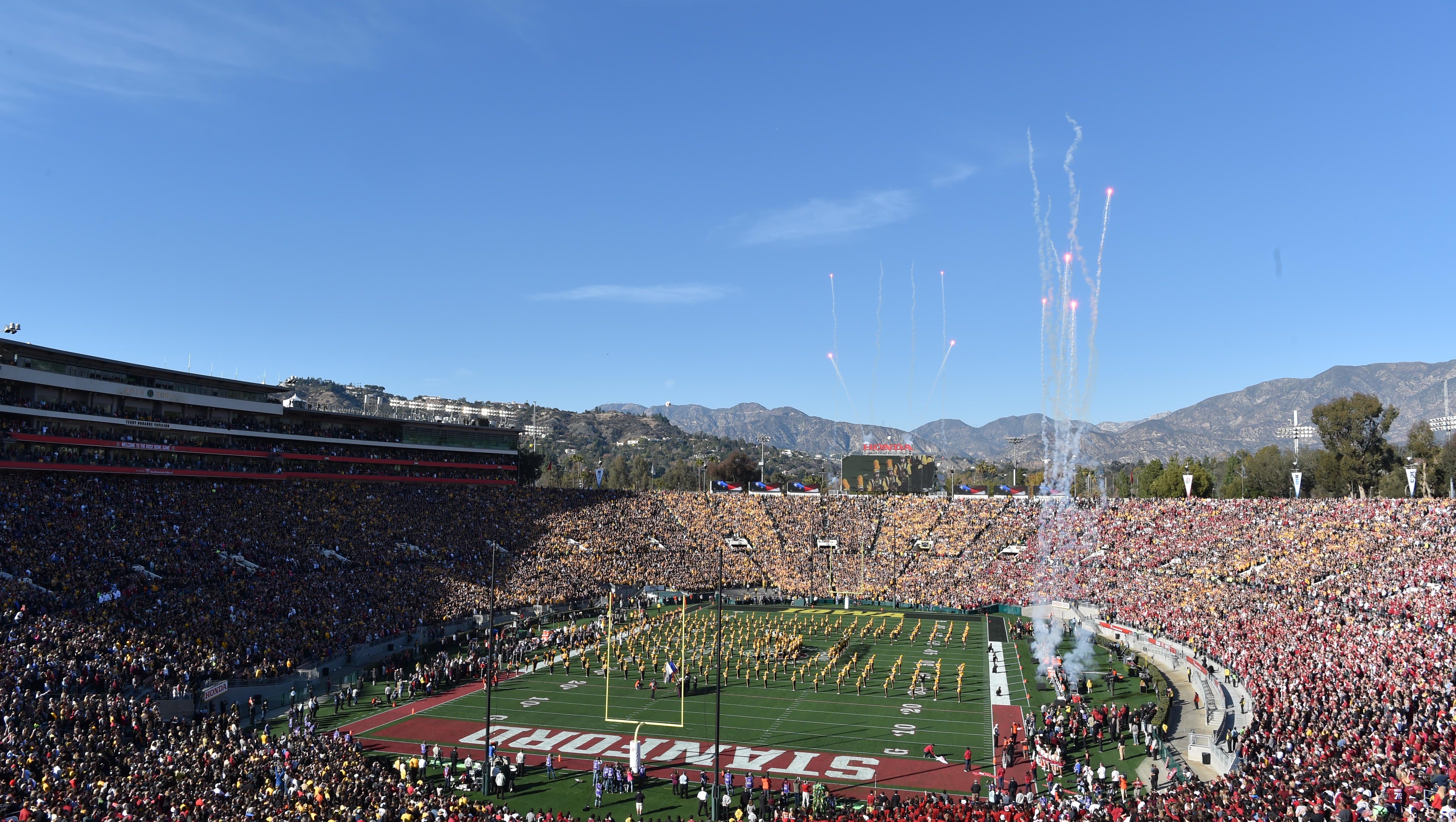 General view before the game between the Iowa Hawkeyes and the Stanford Cardinal in the 2016 Rose Bowl at Rose Bowl.