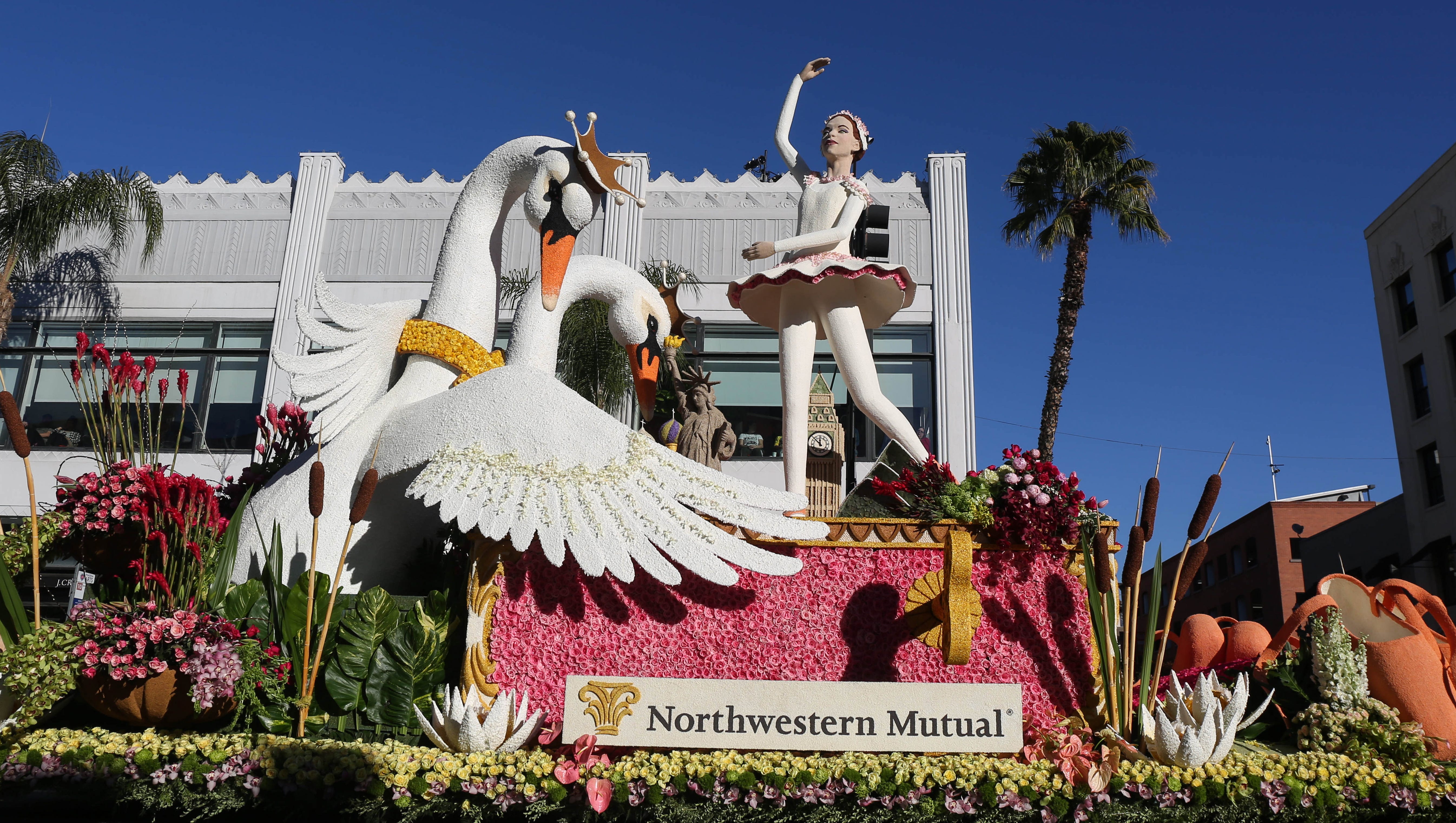 A Northwestern Mutual float cruises down Colorado Blvd. on Friday, Jan. 1, 2016, during the 2016 Tournament of Roses Parade in Pasadena, Calif.