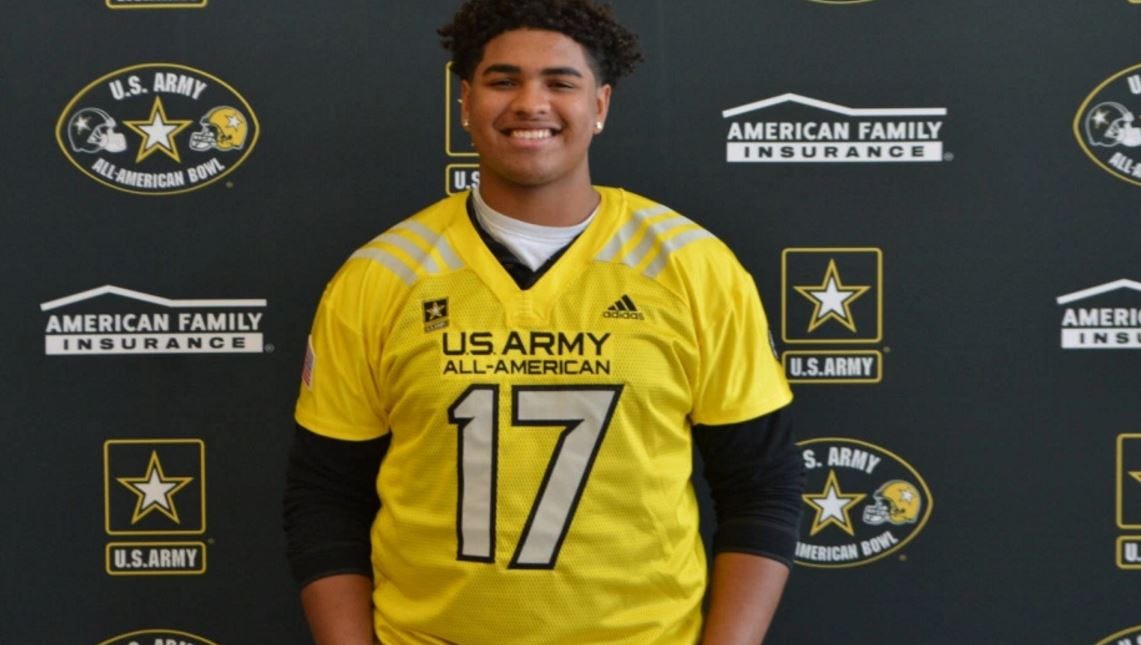 Tristan Wirfs played left tackle for the West team at last Saturday's U.S. Army All-American Bowl in San Antonio, Texas.