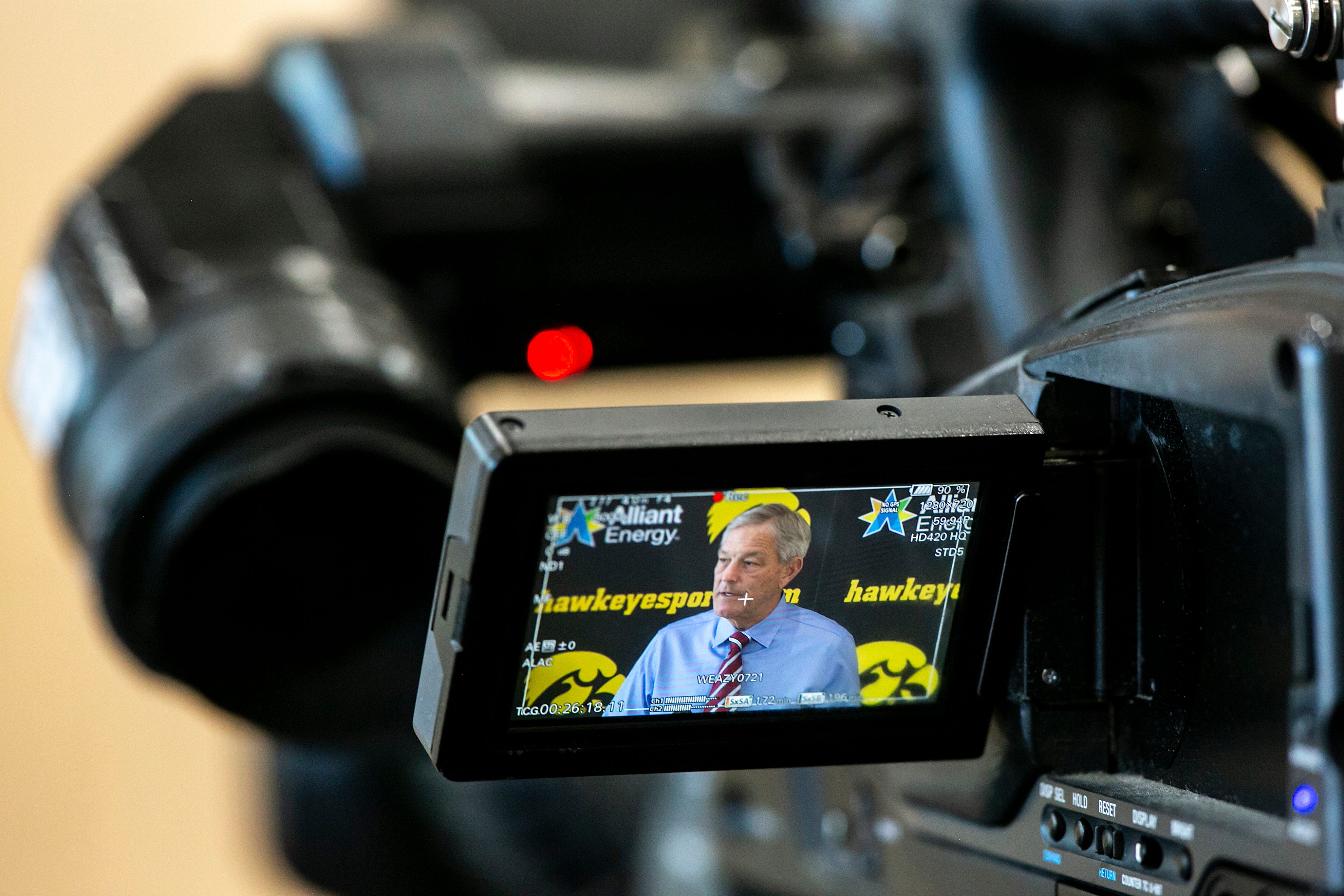 Iowa head coach Kirk Ferentz speaks to reporters during a news conference ahead of the Big Ten Championship football game, Tuesday, Nov. 30, 2021, at the Hansen Football Performance Center in Iowa City, Iowa.
